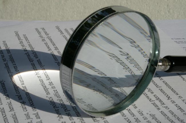 Magnifier on a piece of paper, 