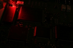 Circuit board with red...
