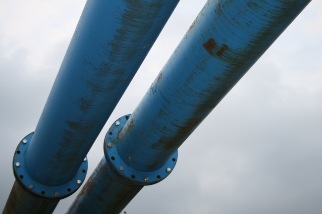 Pipelines, Two thick pipes as used for drainage in the city of Berlin, Spree