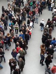 Crowds waiting for entry