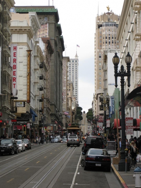 Downtown SF, with cable car