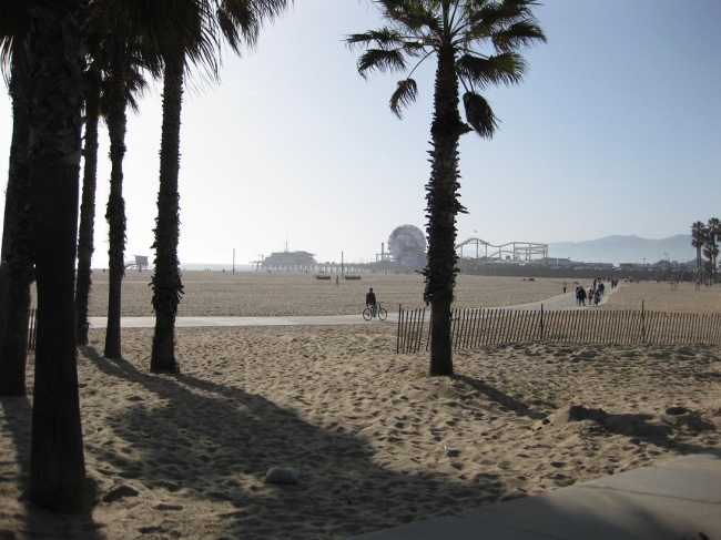 Santa Monica beach and pier, with ferris wheel and everything