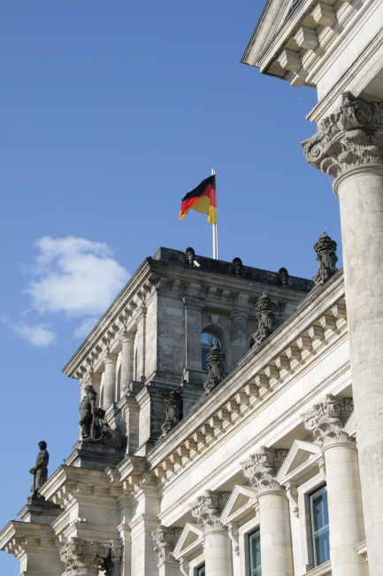 Reichstag detail with flag, 