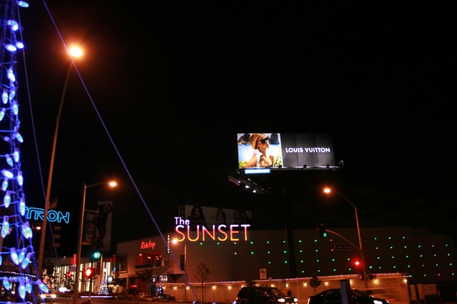 Louis Vuitton billboard over "The Sunset" , Corner if Sunset Plaza Drive and Sunset Boulevard