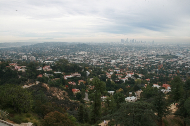 Looking south-east from Griffith Park Observatory, Downtown L.A. on the horizon, and the mountains surrounding the L.A. basin