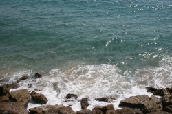 Sea wash at the port wall