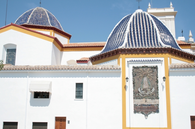 Blue tile roof of the Castel de Benidorm, 