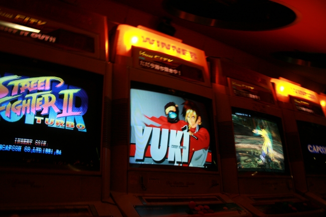 Various fighter cabinets, at Trocadero Arcade