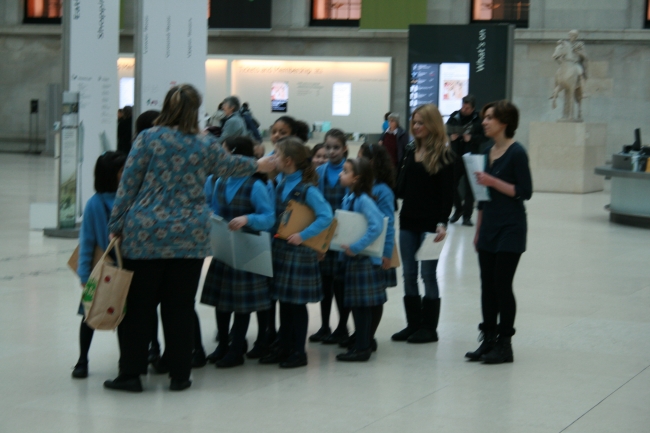 A group of school kids at the British Museum, 