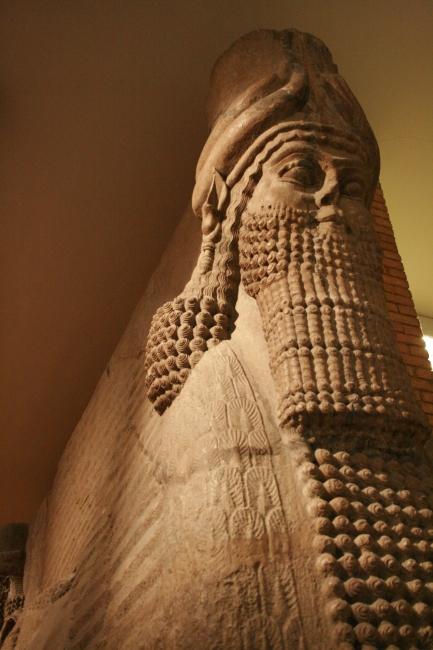 Detail of an old sphinx like statue, British Museum, London
