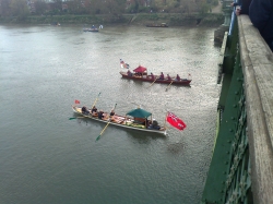 Boats passing the bridge