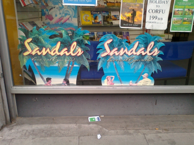 Advert for Sandals hotels, 