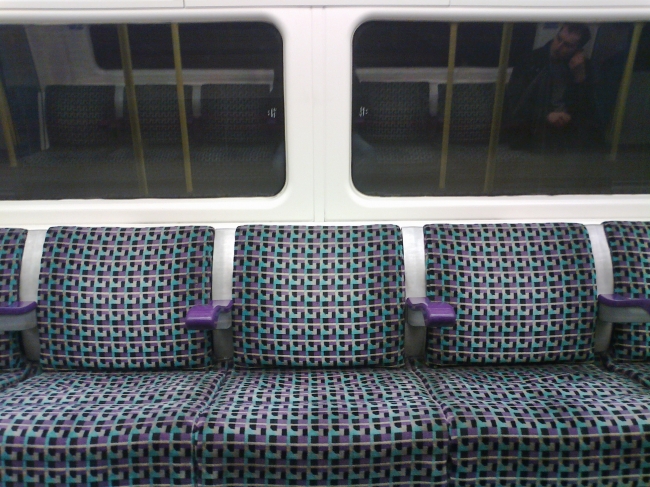 Empty Tube bench, 3 seats on Jubilee line