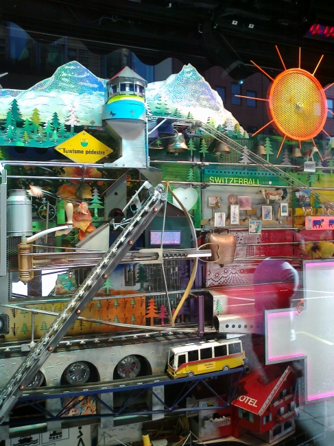 "Switzerball" - a great electro-mechanical display at harrods, sort of a giant pinball machine