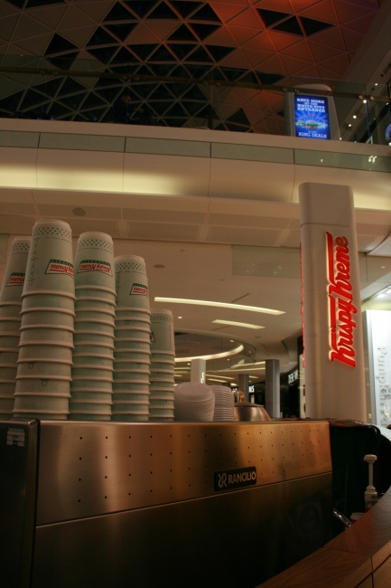 KrispyKreme stacks of cups and logo, Rancilio