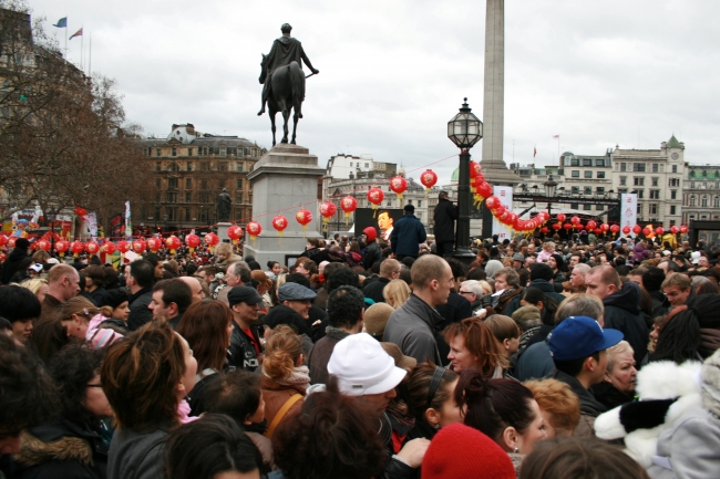 Masses at Trafalgar attending the Chinese New Year show event, 
