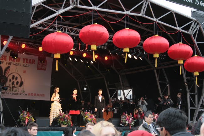 Hosts of the Chinese New Year stage event, 