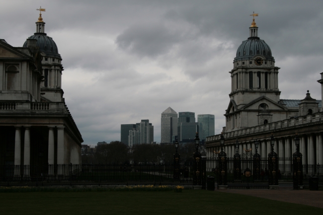 High rise buildings of Canary Wharf in the distance, 