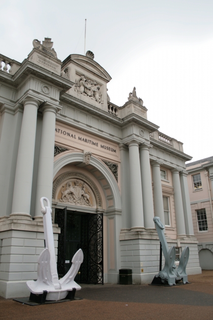 Entrance to the National Maritime Museum, with 2 anchors