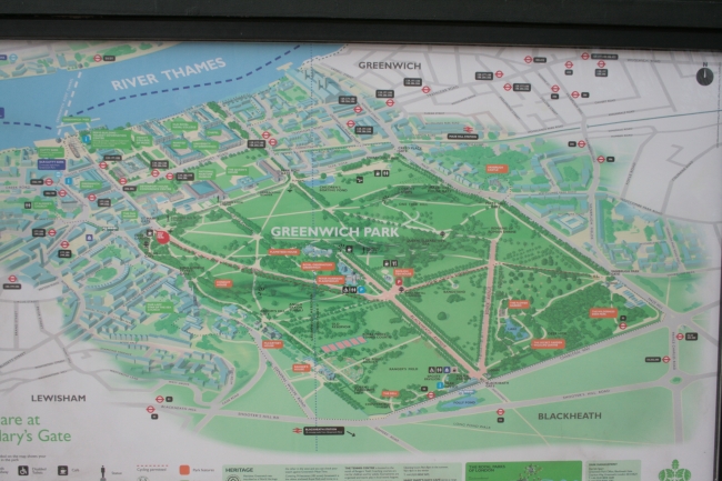 Greenwich park site map, between Lewisham, Blackheath and Greenwich