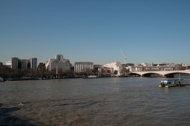 Looking North, with Waterloo bridge on the right and, the river in foreground