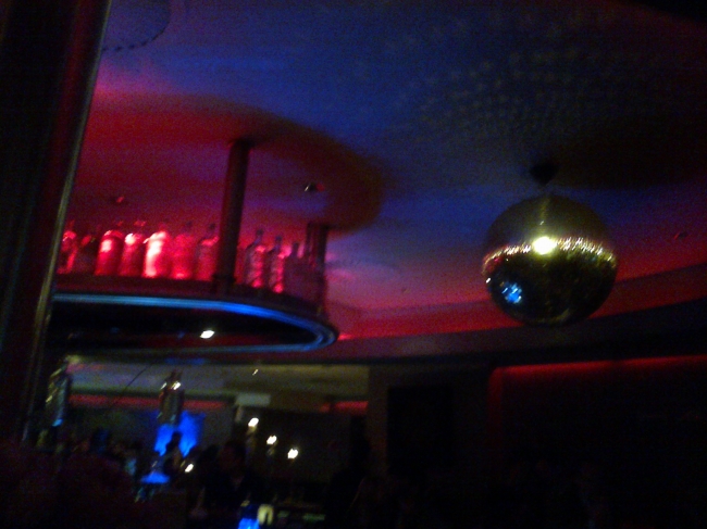 Disco Ball on the ceiling of some bar, 