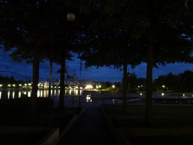 trees in front of New York, overlooking lake buena vista and with newport bay in the distance, 