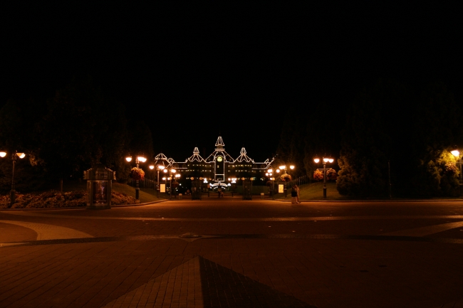 Disneyland Park as seen from the compass rose of Disney Village, 