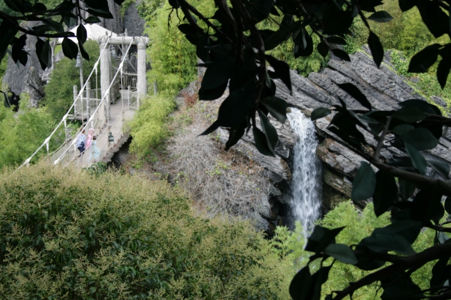 Waterfall next to the suspension bridge on Adventure Isle, 