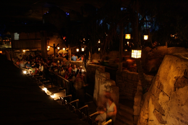 Inside Pirates of the Caribbean, cueing area