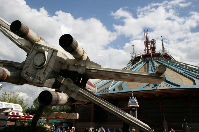 X-Wing "attacking" Space Mountain at DLP, 