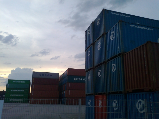 Container Hafen DuisPort, more Hanjin